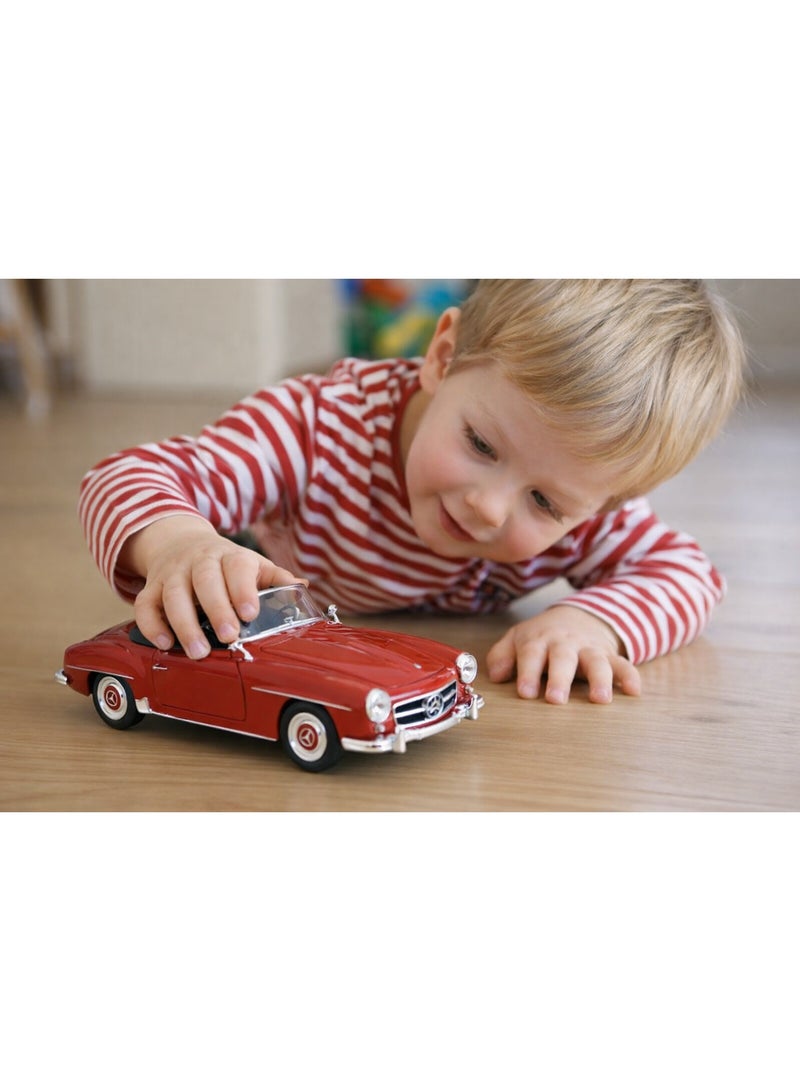 Welly Vintage 1:24 Scale Mercedes-Benz 190 SL Roadster Die-Cast - Classic Red Convertible Heritage Model - Image 2